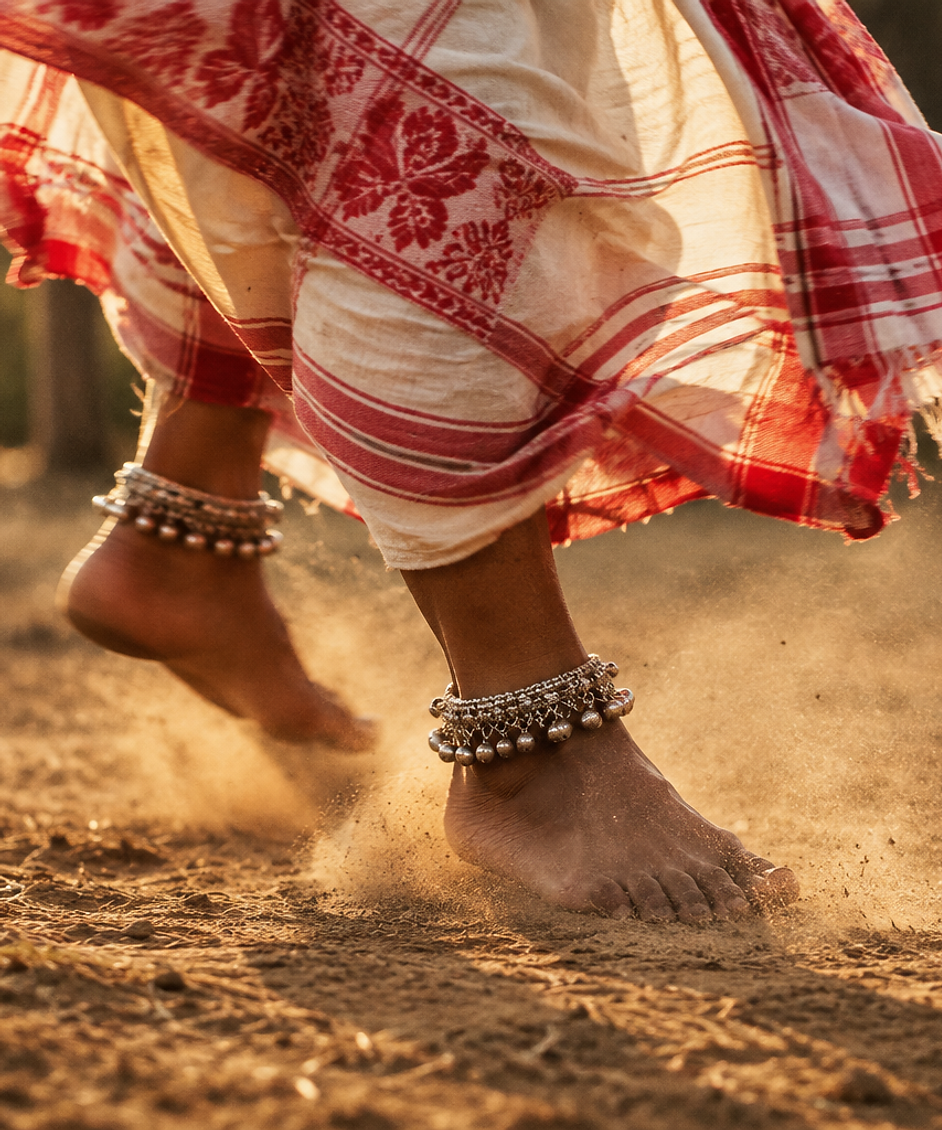 Anklets and dust from Bihu dance